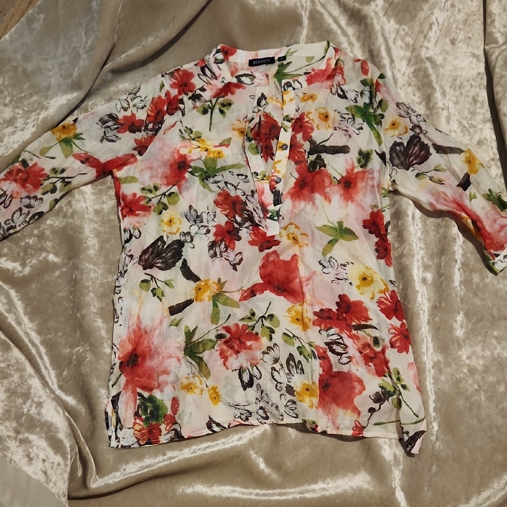 Benancy Floral Women's Top Sz Med